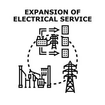 Electrical service expansion developing energy infrastructure concept Stock Illustration