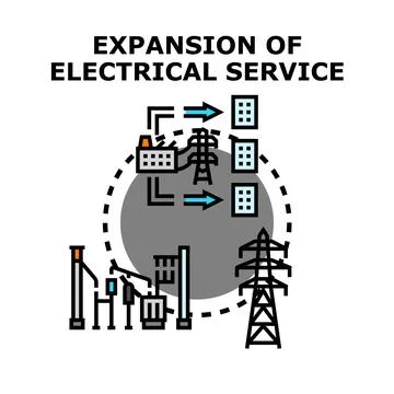 Electrical service expansion developing energy infrastructure concept Stock Illustration