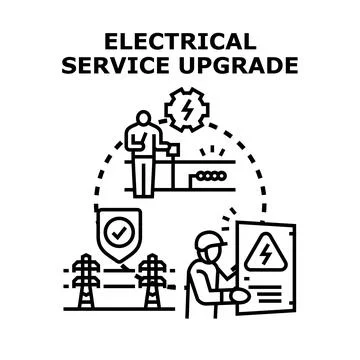 Electrical service upgrade concept presenting energy improvement Stock Illustration