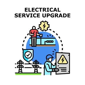 Electrical service upgrade concept presenting energy improvement Stock Illustration