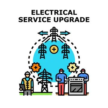 Electrical service upgrade improving power grid infrastructure Stock Illustration