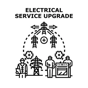 Electrical service upgrade improving power grid infrastructure Stock Illustration