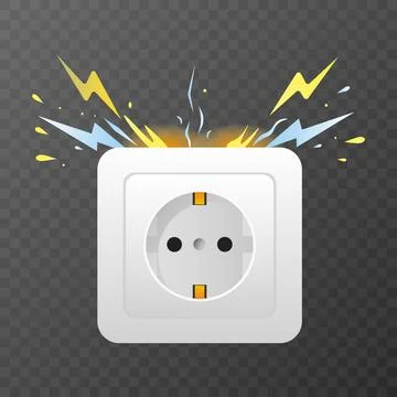 Electrical short circuit explosion socket danger. vector illustration Stock Illustration
