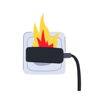 Electrical short circuit fire cartoon vector illustration Stock Illustration