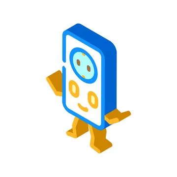 Electrical socket character isometric icon vector illustration Stock Illustration