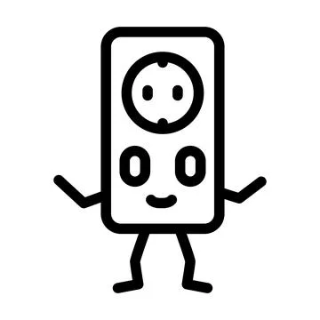Electrical socket character line icon vector illustration Stock Illustration