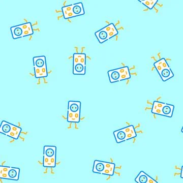 Electrical socket character vector seamless pattern Stock Illustration