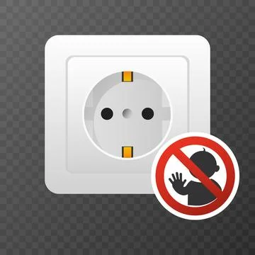 Electrical socket child safety warning danger icon. vector illustration イラスト素材