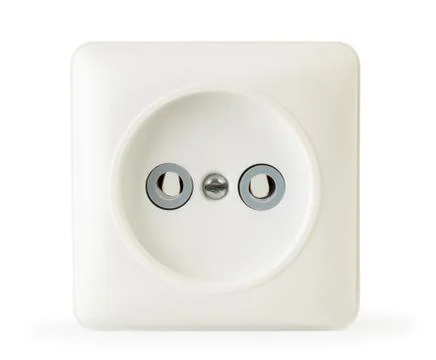Electrical socket close - up on a white. Isolated. Stock Photos