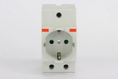 Electrical socket for installation on a din rail on electrical panel. Stock Photos