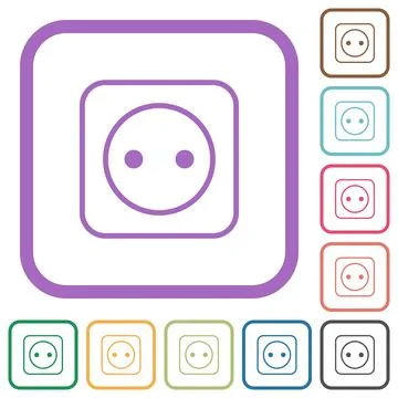 Electrical socket with one outlet outline simple icons Stock Illustration