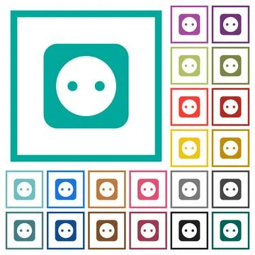 Electrical socket with one outlet solid flat color icons with quadrant frames Stockillustratie