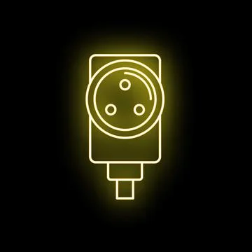 Electrical socket outlet neon yellow glow icon Illustrazione stock