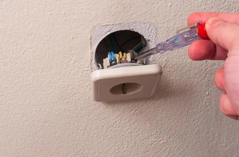 Electrical socket repair Stock Photos