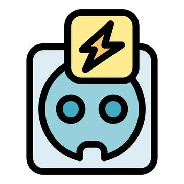 Electrical socket showing current flowing with lightning bolt symbol Stock Illustration