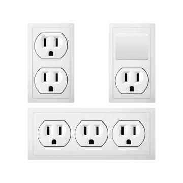 Electrical socket Type B with switch. Stock Illustration