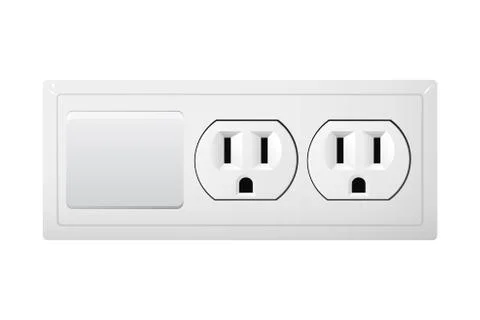 Electrical socket Type B with switch. Receptacle from Mexico. Stock Illustration