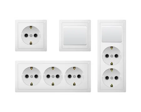 Electrical socket Type F with switch. Power plug. Realistic receptacle from E Stockillustratie