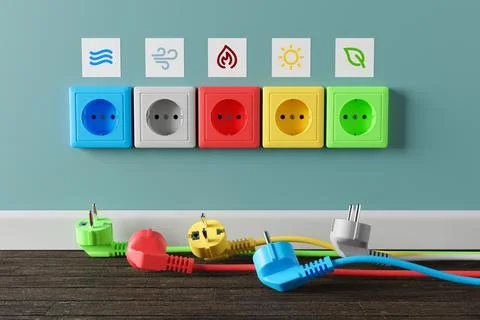 An electrical socket in the wall in the apartment of the house. Stock Illustration
