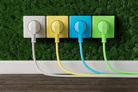 An electrical socket in the wall in the apartment of the house. Stock Photos