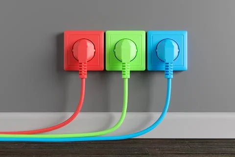 An electrical socket in the wall in the apartment of the house. Stock Photos