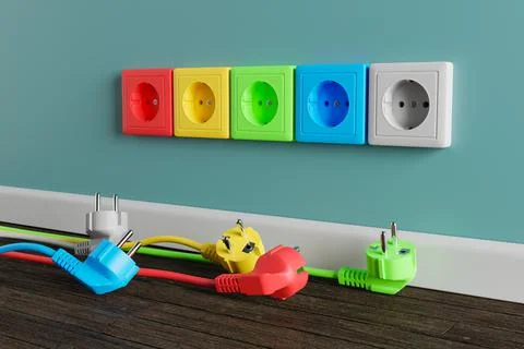 An electrical socket in the wall in the apartment of the house. Stock Photos