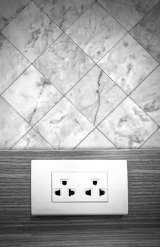 Electrical socket on the walls in the house, object background Illustrazione stock