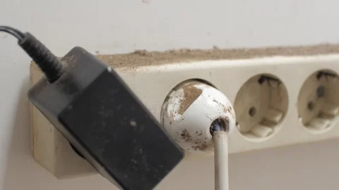 Electrical sockets that are dusty and look unkempt, electrical sockets that.. Stock-Footage 291525435