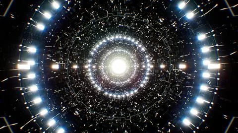 Electrical Sparks Particles and Light Digital Tunnel Stock Illustration