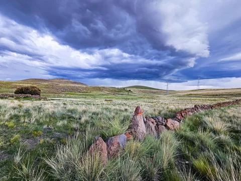 Electrical storm approaching with many black clouds Stock Photos