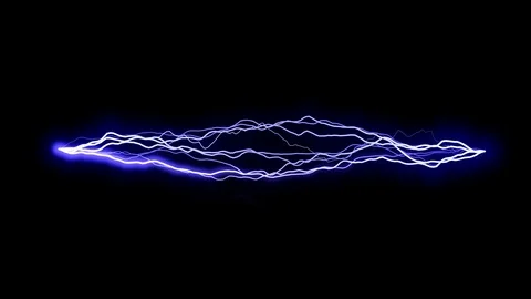 Electrical storm, blue lightning strikes on black background Video stock 124030841