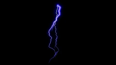 Electrical storm, blue lightning strikes on black background Stock Footage 124031070