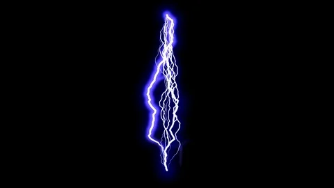 Electrical storm, blue lightning strikes on black background Stock Footage 124031184