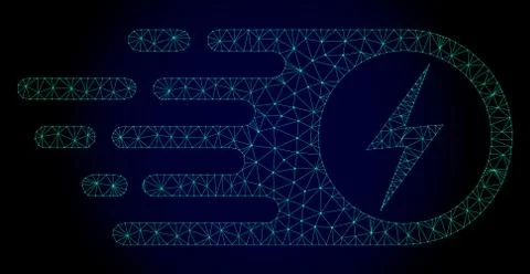 Electrical Strike Polygonal Frame Vector Mesh with Fast Motion Effect 스톡 일러스트