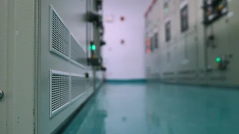 Electrical substation building, power distribution facility, high voltage infras Stock Footage 323700313