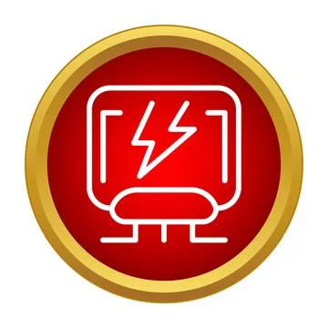 Electrical substation concept with lightning bolt symbol on red button Stock Illustration