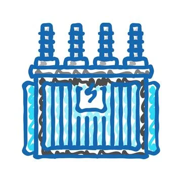 Electrical substation electrical engineer icon doodle illustration Stock Illustration
