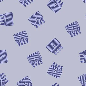 Electrical substation electrical engineer line seamless pattern Stock Illustration