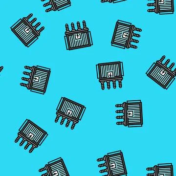 Electrical substation electrical engineer vector seamless pattern Illustrazione stock