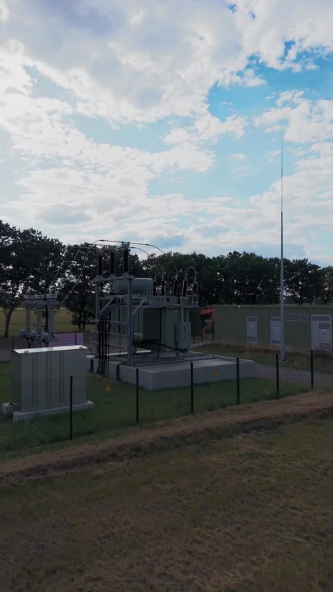 Electrical substation flyby vertical view Stock Footage 341864127