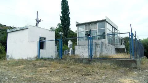 Electrical Substation with High Voltage Power Transformers Stock Photos