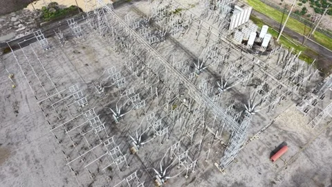 Electrical substation power grid from above Stock Footage 342327613