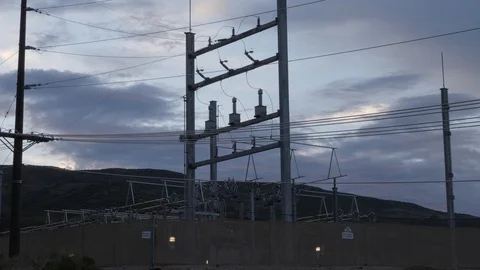 Electrical substation on the power grid Stock Footage 94580978