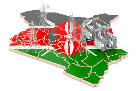 Electrical substations in Kenya, 3D rendering Stock Illustration