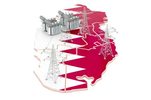 Electrical substations in Qatar, 3D rendering Ilustración de archivo