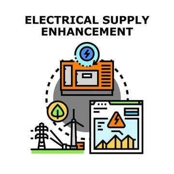 Electrical supply enhancement optimizing energy grid technology Stock Illustration