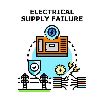 Electrical supply failure and power outage problem Illustrazione stock
