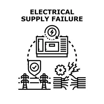 Electrical supply failure and power outage problem Illustrazione stock
