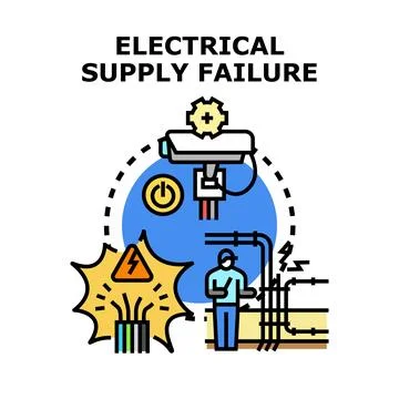 Electrical supply failure causing system breakdown concept Stock Illustration