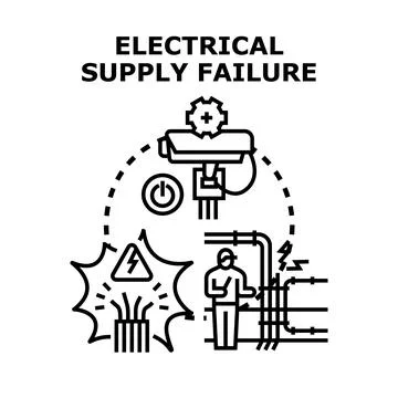 Electrical supply failure causing system breakdown concept Stock Illustration